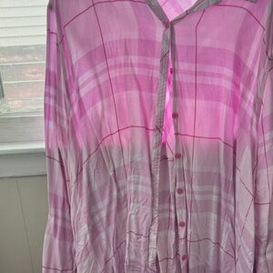Denim 24/7 Pink Plaid Button Down Shirt